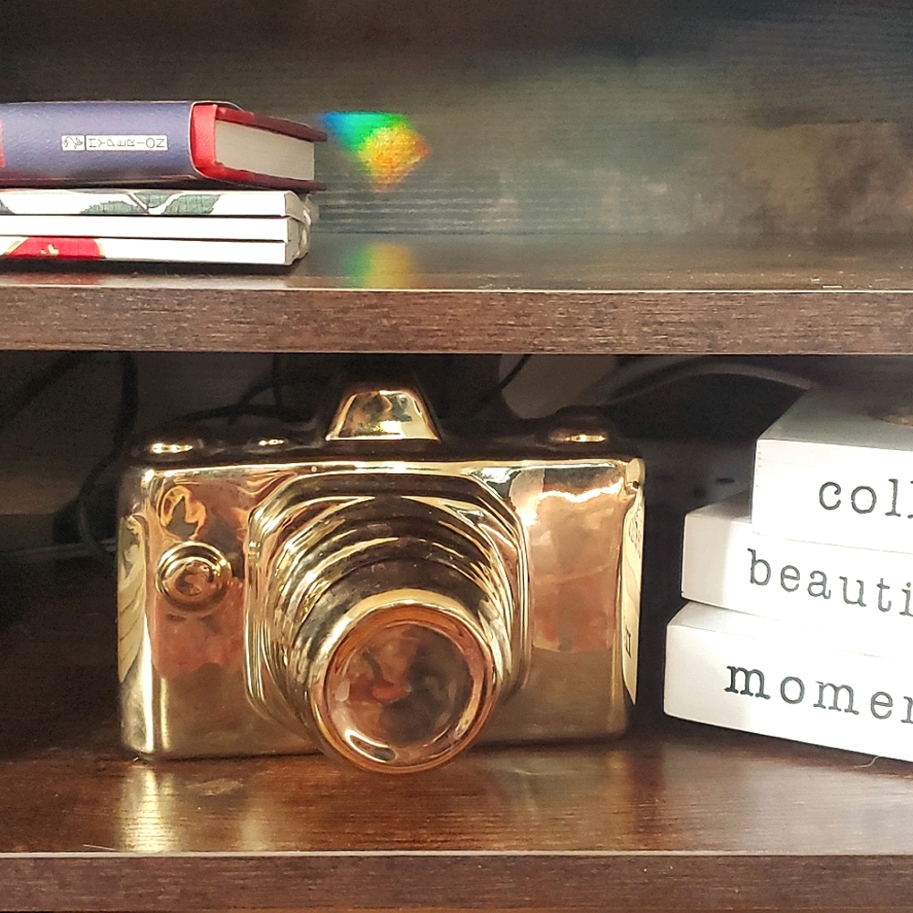 Gold decorative camera home or wedding decor